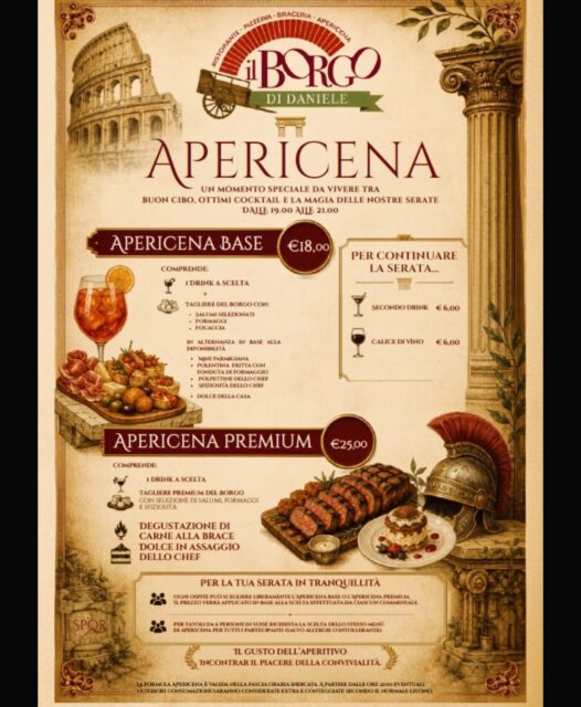 Al Borgo di Daniele ogni occasione ha il suo menù. 🍽️
Dalle proposte dedicate ai più piccoli ai menù per adulti, dalle cene di lavoro alle feste in famiglia, dai compleanni alle occasioni speciali: puoi trovare la soluzione più adatta al tuo evento.
Che sia una cena tra colleghi, una grande tavolata con amici o una giornata da festeggiare insieme, contattaci per scoprire tutte le nostre proposte e organizzare il tuo evento al Borgo di Daniele. 🥂
#roma #ristorantiroma #mangiarearoma #foodroma #eventiroma